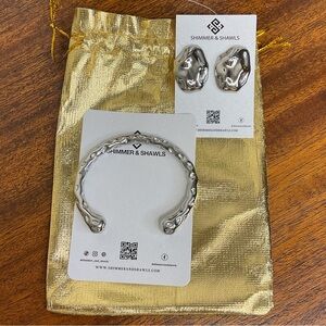 Silver Jewelry Set - Bangle & Earrings NEW